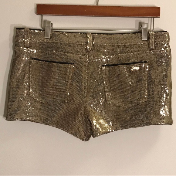 NWOT Juicy Couture Gold Sequin shorts - Picture 2 of 4